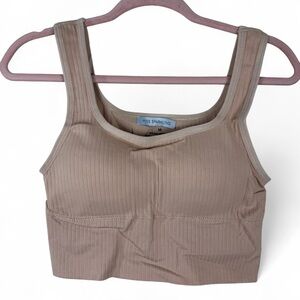 Miss Sparkling Peach Ribbed Padded Crop Top Bralette Womens Size M Brand New